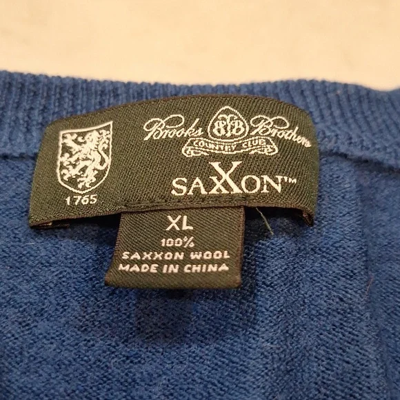 Brooks Brothers 100% Saxxon Wool Argyle Preppy Vest Golf Old Money Sz XL Blue - Picture 2 of 7